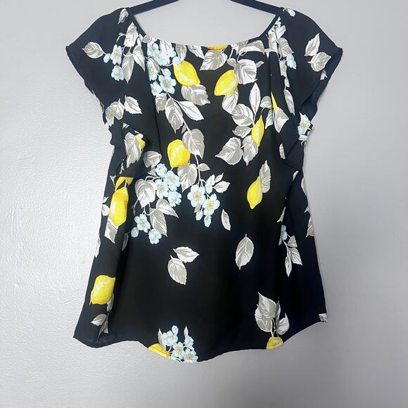 Ann Taylor LOFT Small Women's Top Lemon Floral Print business Casual Blouse - Picture 4 of 4